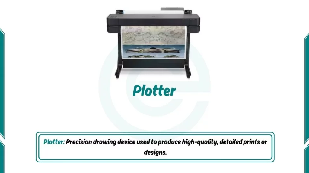 image showing plotter as an examples of output devices