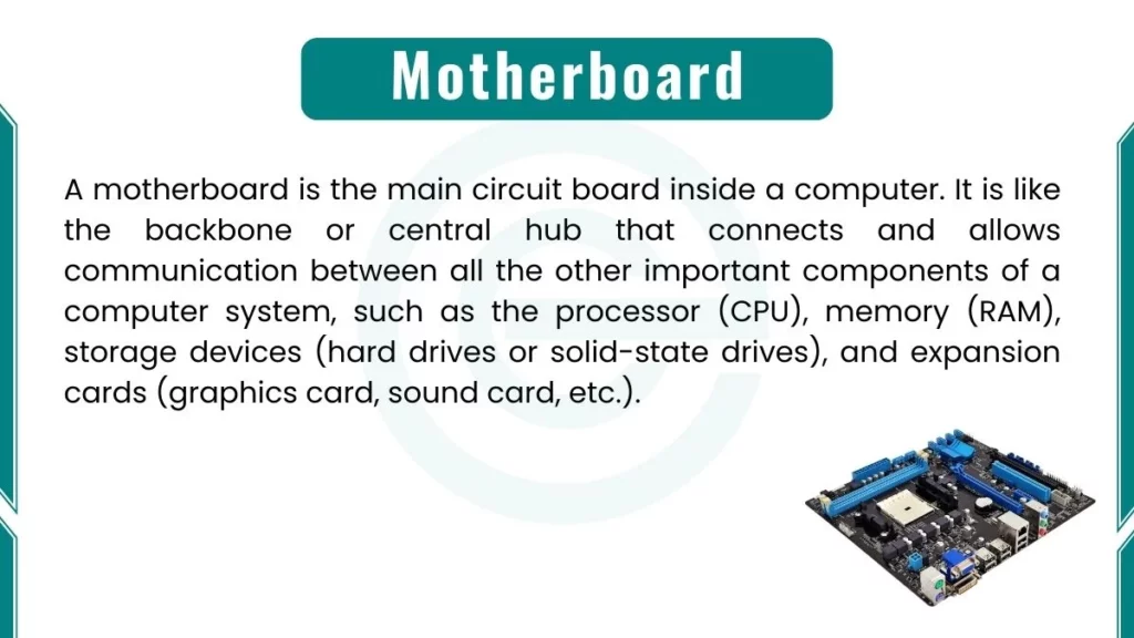 image showing definition of motherboard