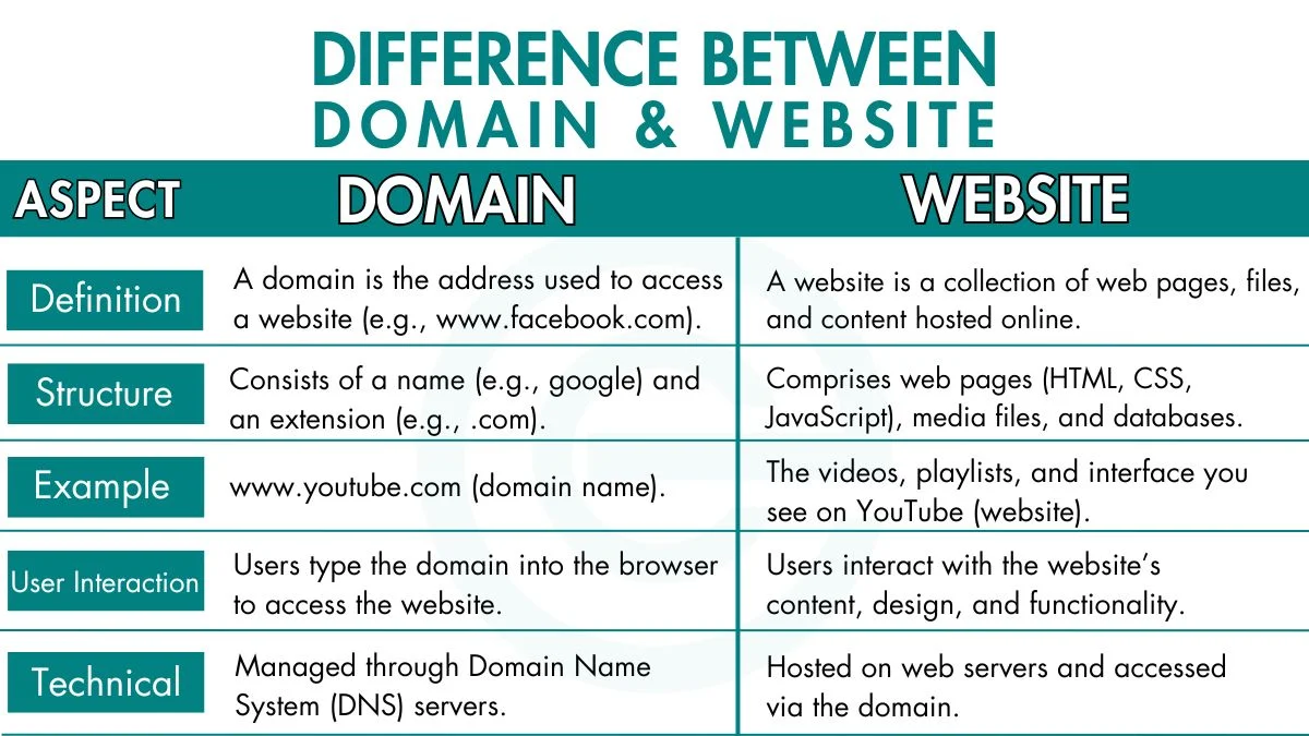 image showing Differences Between Domain and Website